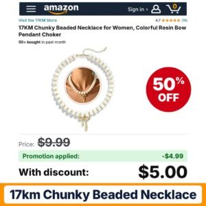 17KM Chunky Beaded Necklace Amazon promo code 50H46RIY – 50% off