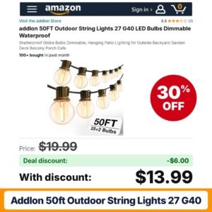 addlon 50FT Outdoor String Lights 27 G40 – 30% off