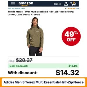 adidas Men's Terrex Multi Essentials Half-Zip Fleece – 49% off