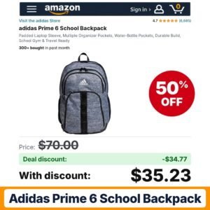 adidas Prime 6 School Backpack – 50% off