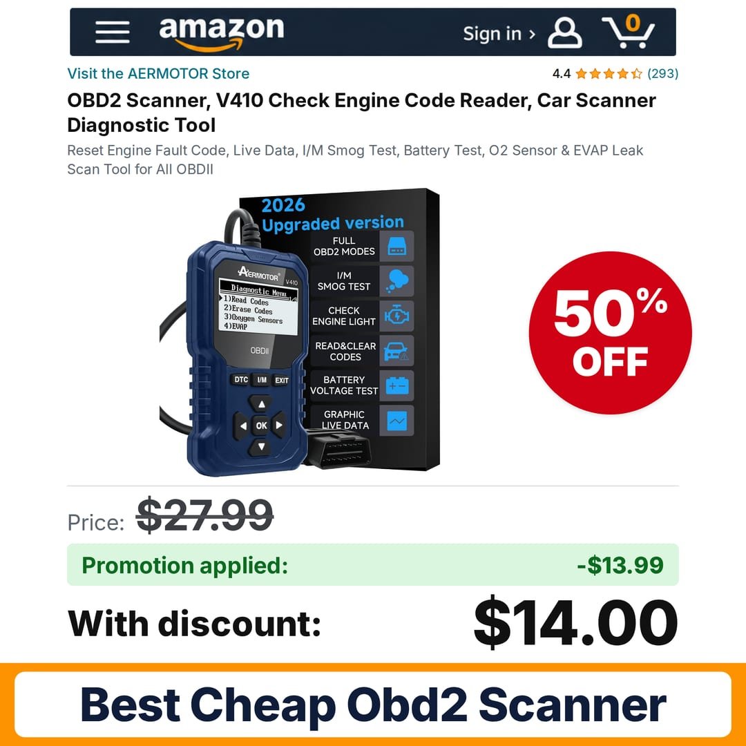 AERMOTOR OBD2 Scanner Amazon promo code RE6ZQXZZ – 50% off