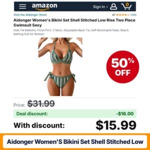 Aidonger Women's Bikini Set Shell Stitched Low – 50% off