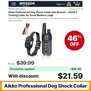 Aikko Professional Dog Shock Collar Amazon promo code TARP3AZL – 46% off