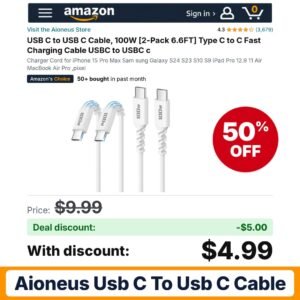 Aioneus USB C to USB C Cable – 50% off