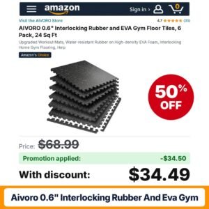 AIVORO 0.6" Interlocking Rubber and EVA Gym Amazon promo code 4N20N659 – 50% off