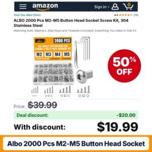 ALBO 2000 Pcs M2-M5 Button Head Socket – 50% off
