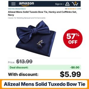 Alizeal Mens Solid Tuxedo Bow Tie – 57% off