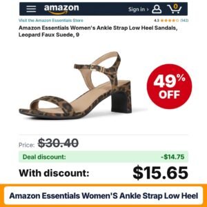 Amazon Essentials Women's Ankle Strap Low Heel – 49% off