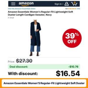 Amazon Essentials Women's Regular-Fit Lightweight Soft Duster – 39% off