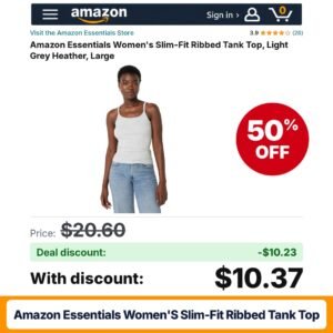 Amazon Essentials Women's Slim-Fit Ribbed Tank Top – 50% off