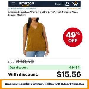Amazon Essentials Women's Ultra Soft V-Neck Sweater – 49% off
