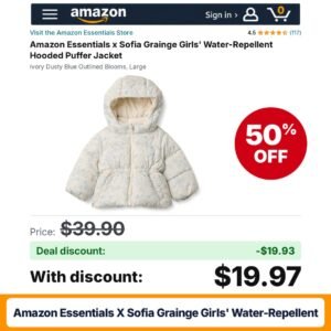 Amazon Essentials x Sofia Grainge Girls' Water-Repellent – 50% off