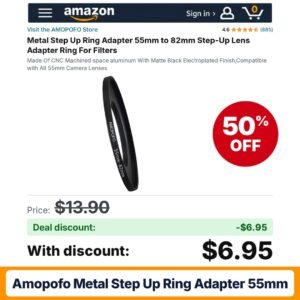 AMOPOFO Metal Step Up Ring Adapter 55mm – 50% off