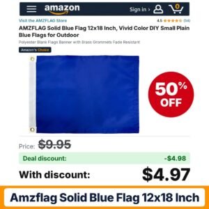AMZFLAG Solid Blue Flag 12x18 Inch – 50% off