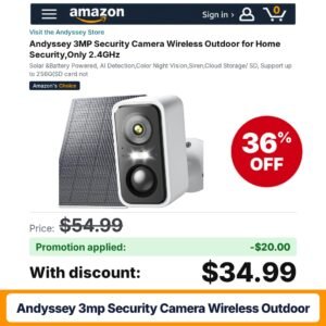 Andyssey 3MP Security Camera Wireless Outdoor Amazon promo code 9NLRO4K6 – 36% off