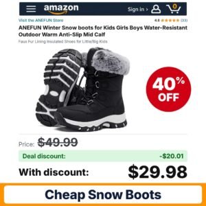 ANEFUN Winter Snow boots – 40% off