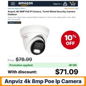 Anpviz 4K 8MP PoE IP Camera Amazon promo code YNLN686X – 10% off