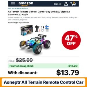 AONEPTR All Terrain Remote Control Car Amazon promo code 3Q9PDECD – 47% off