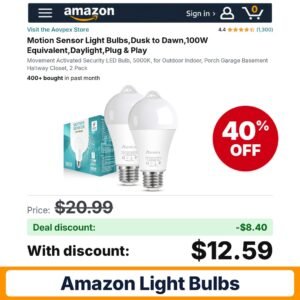 Aovpex Motion Sensor Light Bulbs – 40% off