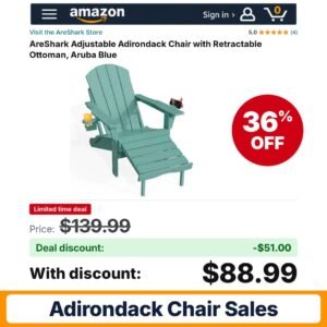 AreShark Adjustable Adirondack Chair – 36% off