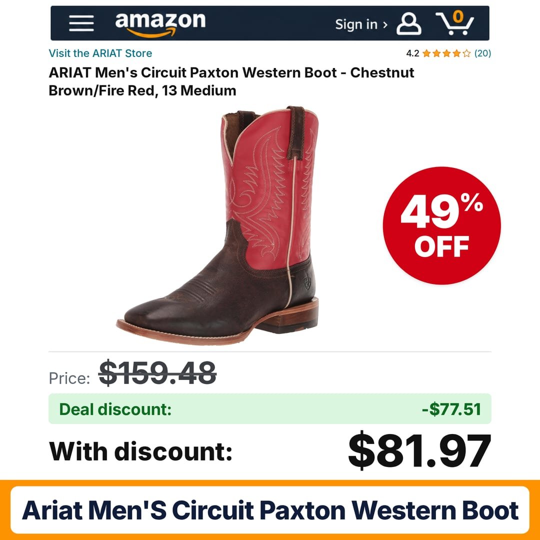 ARIAT Men's Circuit Paxton Western Boot – 49% off