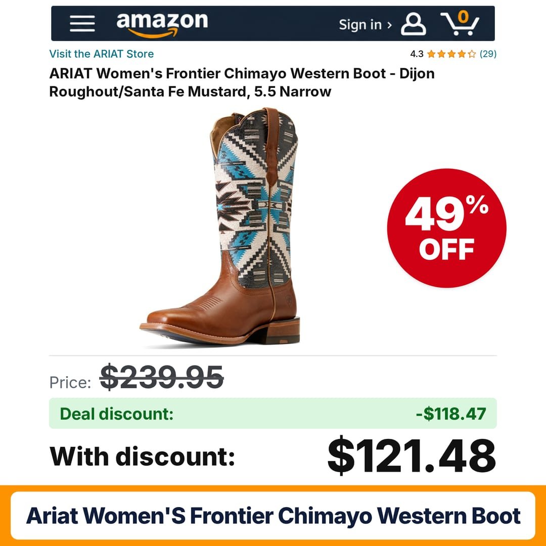 ARIAT Women's Frontier Chimayo Western Boot – 49% off