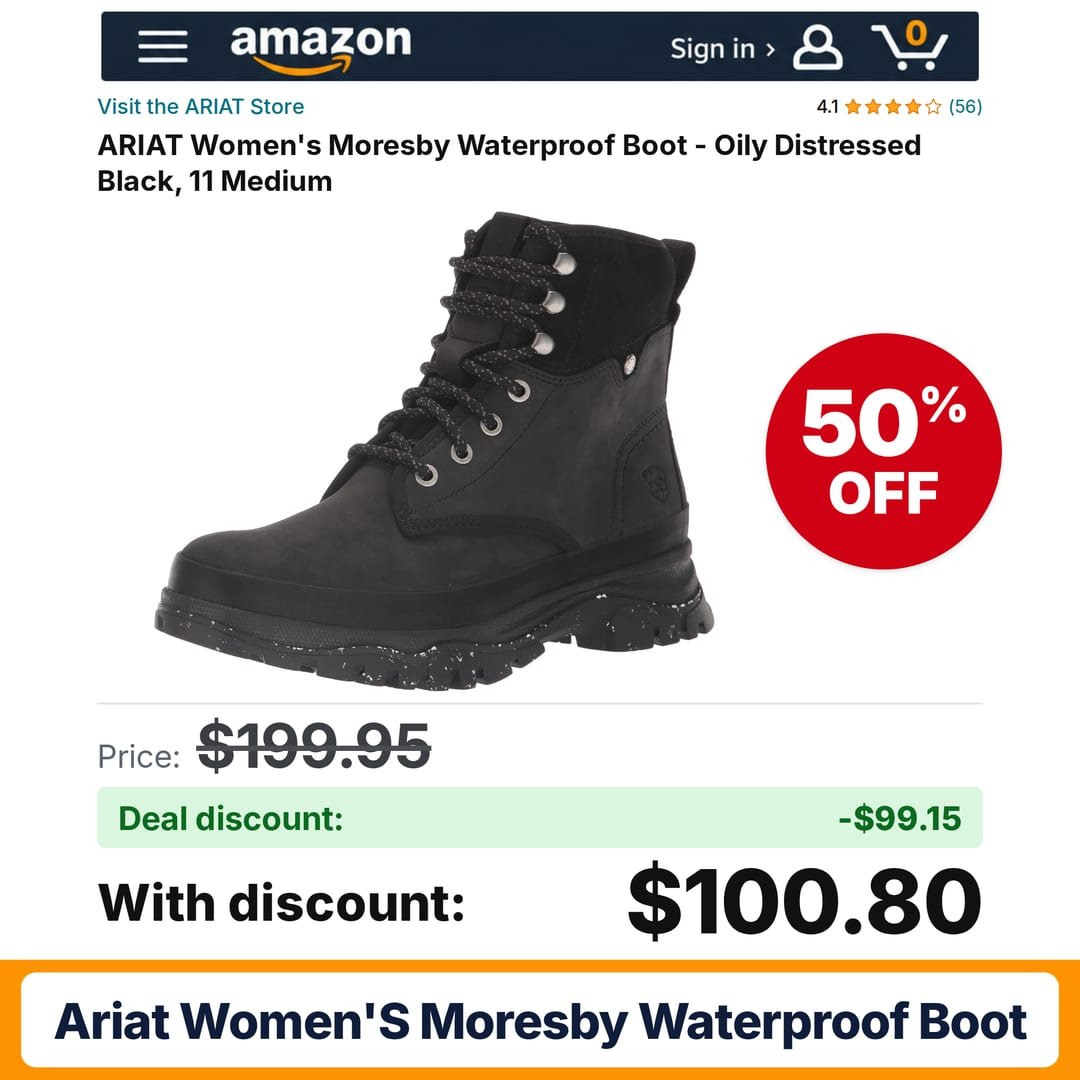 ARIAT Women's Moresby Waterproof Boot – 50% off