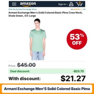 Armani Exchange Men's Solid Colored Basic Pima – 53% off