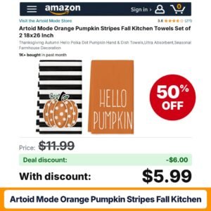 Artoid Mode Orange Pumpkin Stripes Fall Kitchen – 50% off