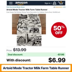 Artoid Mode Tractor Milk Farm Table Runner – 50% off