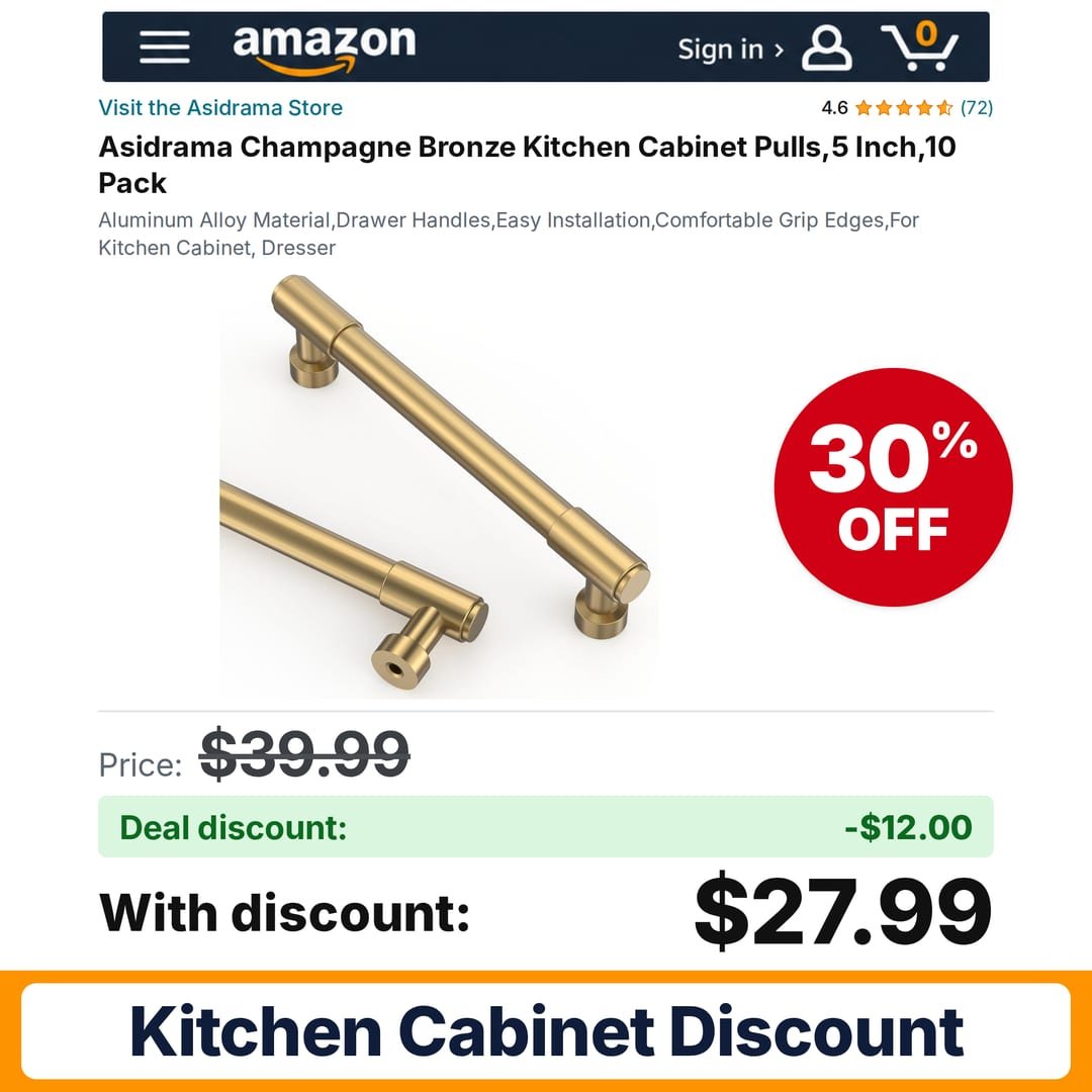 Asidrama Champagne Bronze Kitchen Cabinet Pulls – 30% off