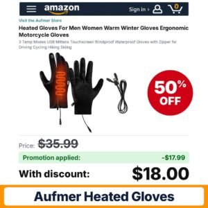 Aufmer Heated Gloves Amazon promo code OMOO764H – 50% off