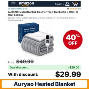 AURYAO Heated Blanket – 40% off