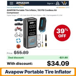 AVAPOW Portable Tire Inflator – 39% off