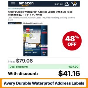 Avery Durable Waterproof Address Labels – 48% off