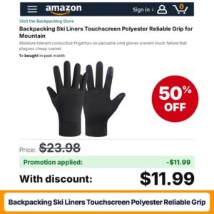 Backpacking Ski Liners Touchscreen Polyester Reliable Grip Amazon promo code Z0QPR03V – 50% off