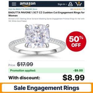 BAGUTTA PAVONE 1.5CT CZ Cushion Cut Engagement Amazon promo code YRY6W5DA – 50% off