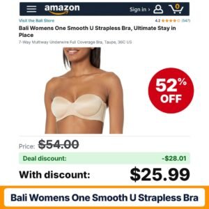 Bali Womens One Smooth U Strapless Bra 36C – 52% off
