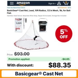 BasicGear® Cast Net Amazon promo code SIGNUP5OFF – 5% off