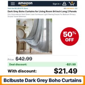 BCLBUSTE Dark Grey Boho Curtains – 50% off
