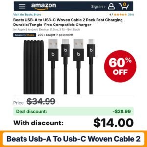 Beats USB-A to USB-C Woven Cable 2 – 60% off