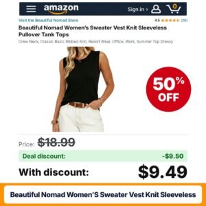 Beautiful Nomad Women’s Sweater Vest Knit Sleeveless – 50% off