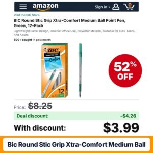 BIC Round Stic Grip Xtra-Comfort Medium Ball – 52% off