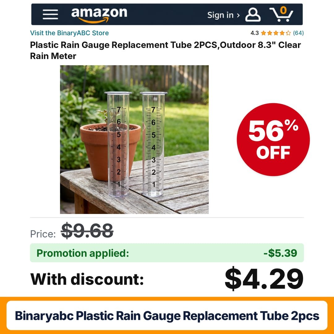 BinaryABC Plastic Rain Gauge Replacement Tube 2PCS Amazon promo code 5DIGCG2I – 56% off