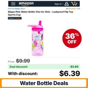 Blippo Pink Water Bottle 15oz – 36% off