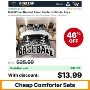 Bodhi Power Baseball Queen Comforter Sets – 46% off