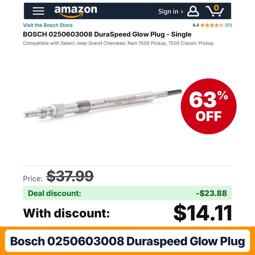 BOSCH 0250603008 DuraSpeed Glow Plug – 63% off