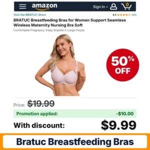 BRATUC Breastfeeding Bras Amazon promo code YX33RGH5 – 50% off