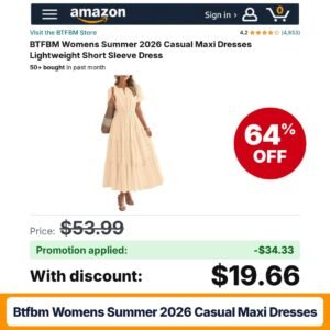 BTFBM Womens Summer 2026 Casual Maxi Dresses Amazon promo code 50WWQX4T – 64% off