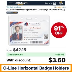 C-Line Horizontal Badge Holders – 91% off
